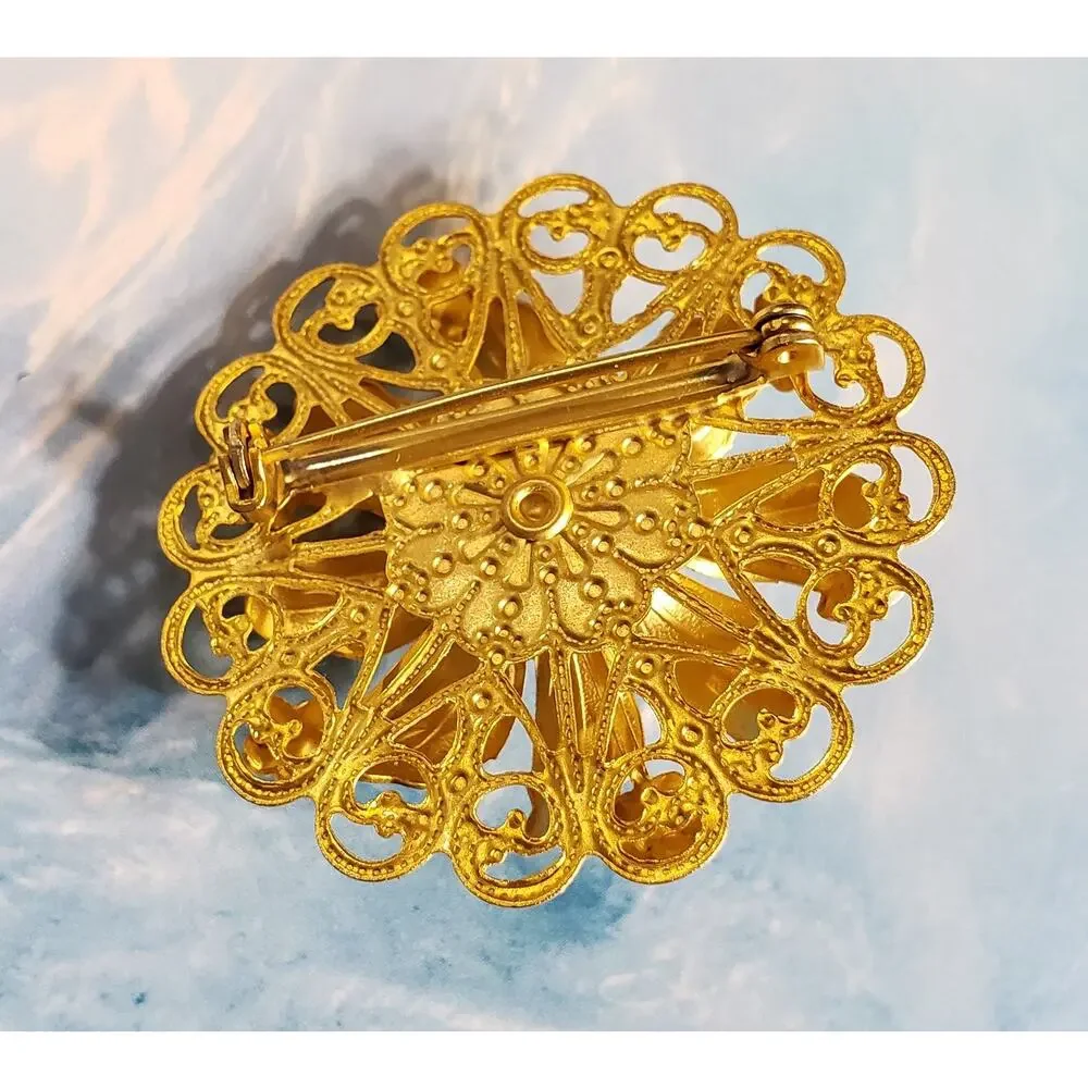Vintage Flower Brooch Pin 1.75